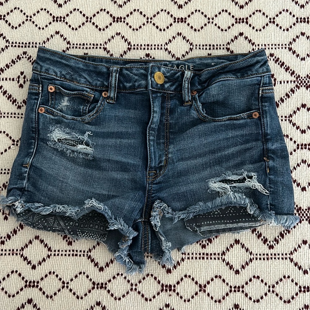 American Eagle Jean Stretchy Shorts High Rise With Deep Pockets Sz 6